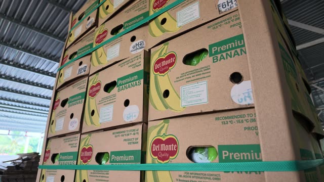 Close-Up Of Stacked Del Monte Banana Boxes