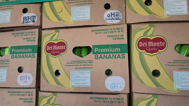 Close-Up Of Premium Banana Box Labels