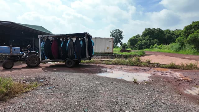 Trailer With Hanging Bags By Container
