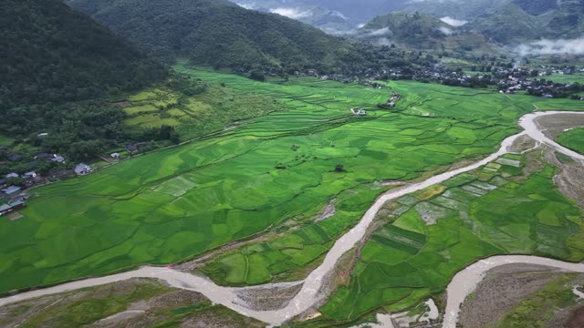 Green Valley With Winding River