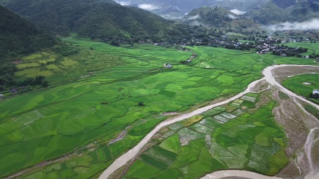 Wide Valley Panorama With River Bend