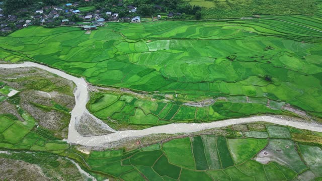 Wide Terraces Overlooking Mountain Town