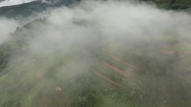 FPV Skimming Terraced Hillside