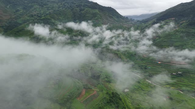 Clouds Drifting Over Terraced Fields
