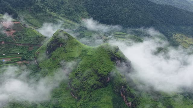 Cloud Layers Over Mountain Valley