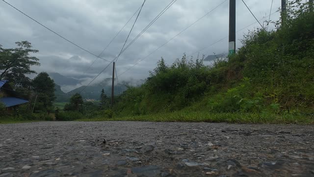 Ground Level View Of Village Road