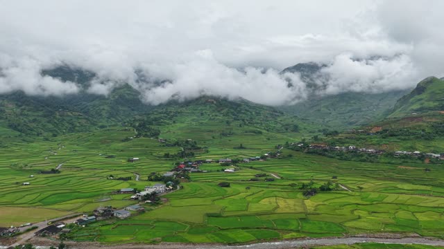 Village Nestled In Terraced Valley
