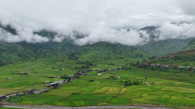 Terraced Valley Under Cloud Cover
