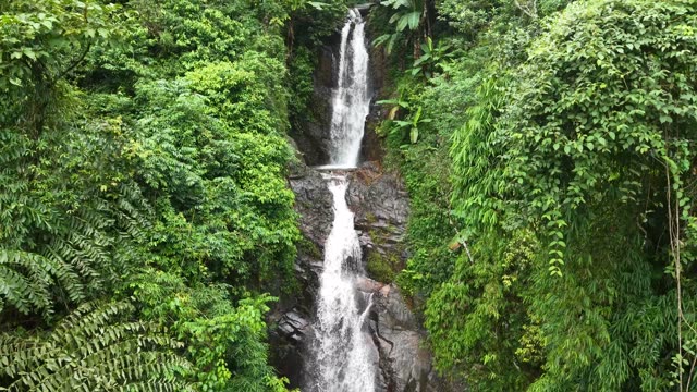 Waterfall Streaming Through Green Valley