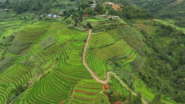 Village Overlooking Terraced Valley