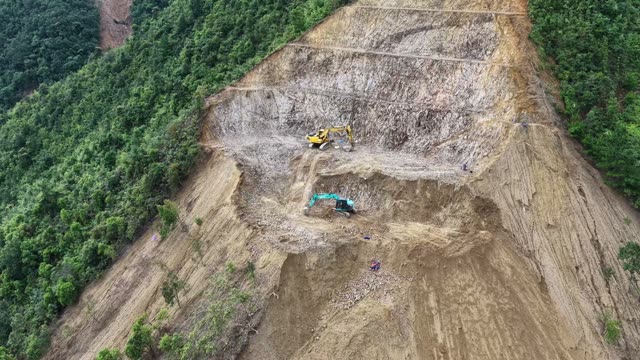 Road Construction On Mountain Ridge