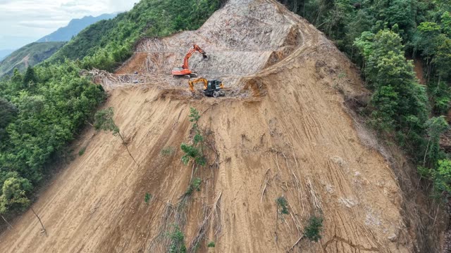 Green Mountain Ridges With Landslide Scars