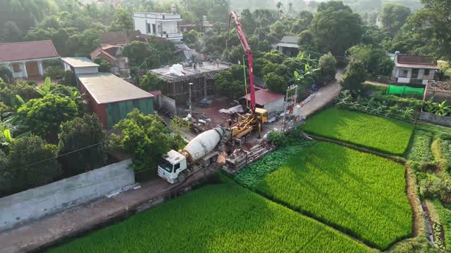 Concrete Pump At Village Home