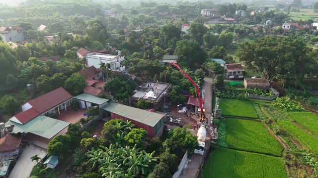 Village Build Beside Rice Fields