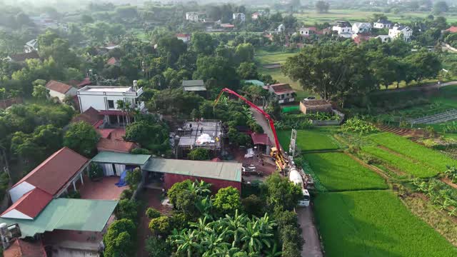 Concrete Pump Rural House Aerial