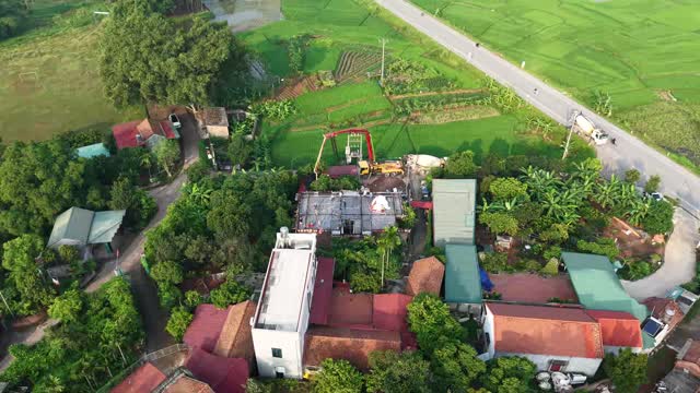 Aerial Rooftop Concrete Pouring