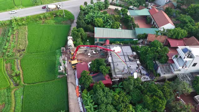 Drone View Rural House Build