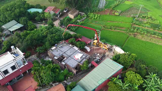Aerial Pump Boom Over Rooftop