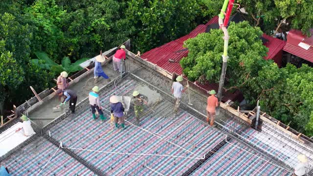 Aerial Rooftop Concrete Spreading
