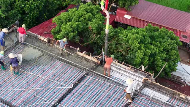 Aerial Rooftop Pump Hose Pour