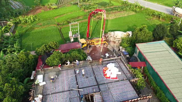 Drone Concrete Site Rice Fields