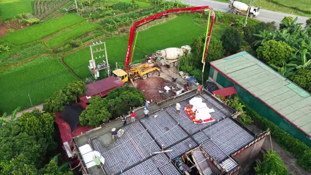 Drone Rural Concrete Pour Site