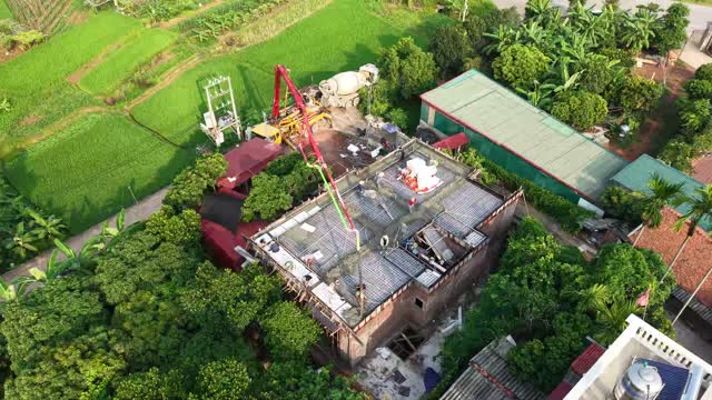 Aerial House Roof Pouring