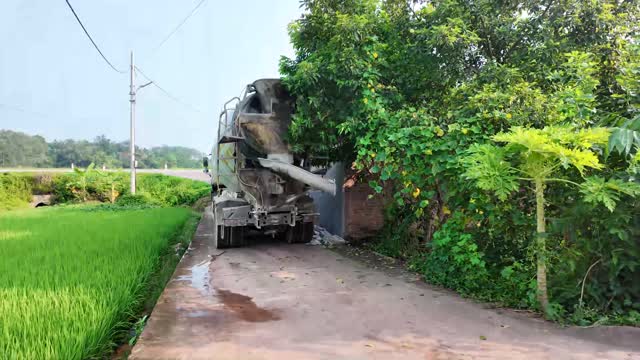 Mixer Truck On Village Lane