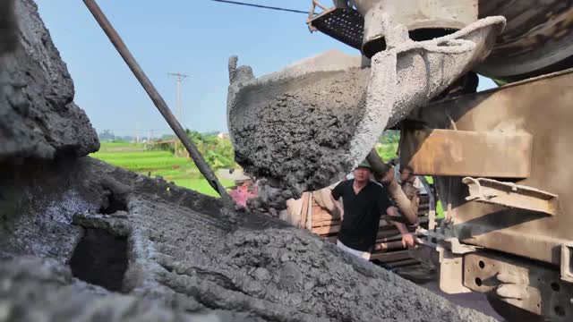 Wet Concrete Pump Close Up
