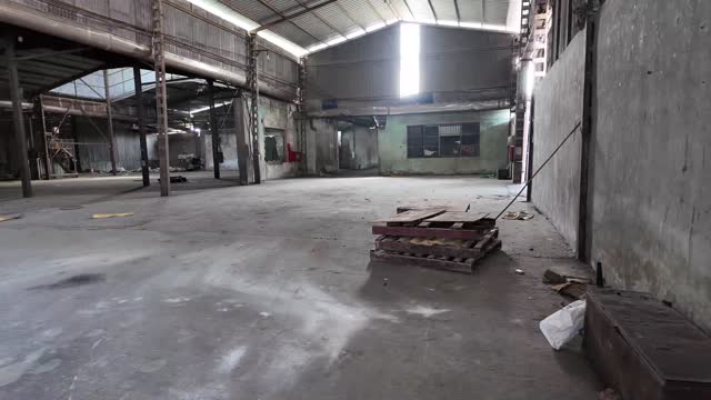 Empty Steel Frame Warehouse Interior