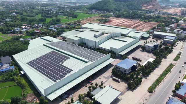 Aerial View Rural Factory Rooftops