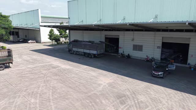 Aerial Warehouse Loading Yard