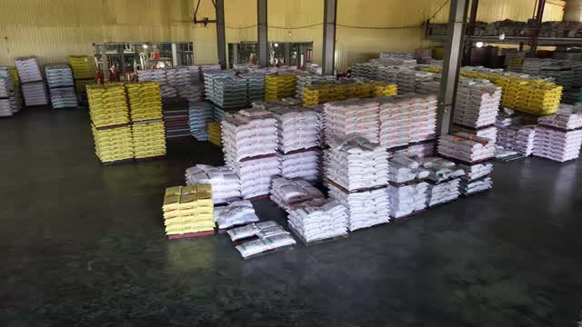 Stacked Feed Sacks Warehouse