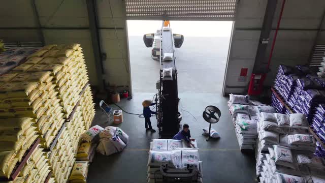 Stacked Feed Sacks Warehouse