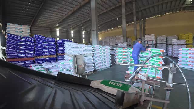Stacked Feed Sacks Warehouse