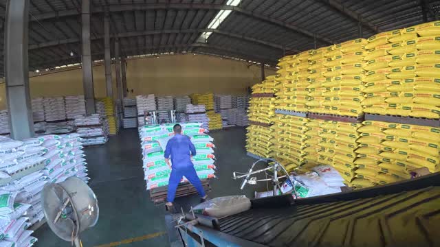 Feed Warehouse Sack Piles