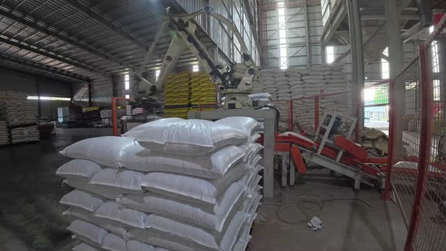 Feed Mill Palletizer In Operation
