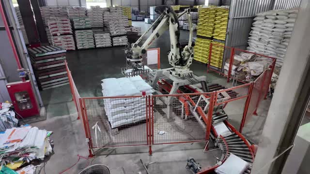 Robot Palletizing Feed Sacks