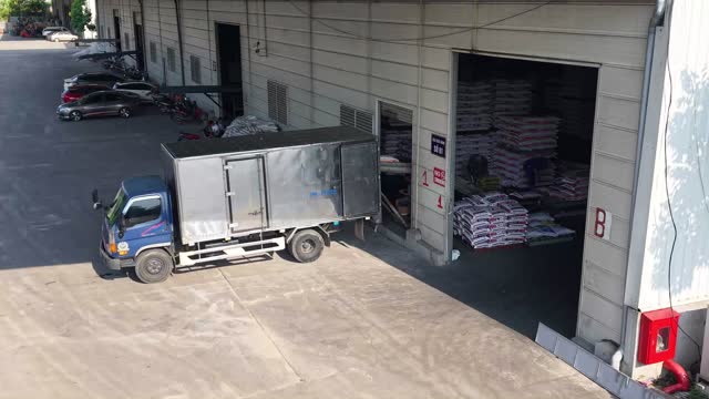 Drone View Feed Delivery Truck