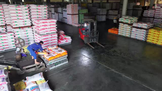 Stacked Feed Bags Storage