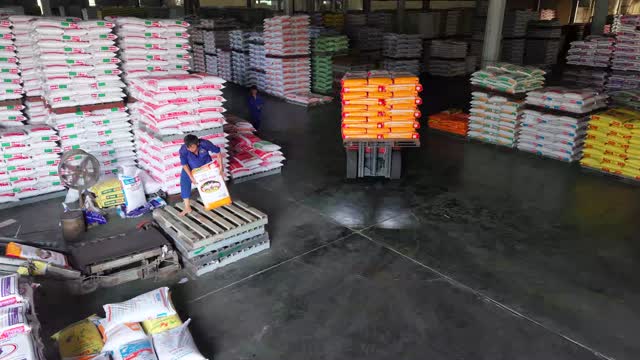 Forklift In Feed Warehouse