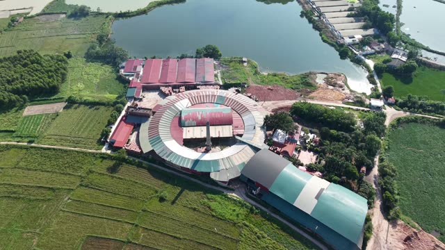 Rice Fields Around Rural Factory
