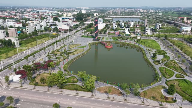 Urban Park Lake Aerial