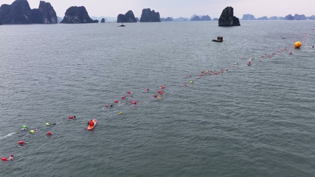 Swim Race Among Karst Islands