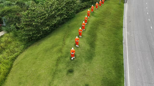 Row Of Monk Statues