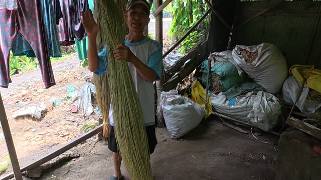 Preparing Dyed Sedge For Mats