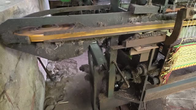 Weaving A Sedge Mat On A Loom