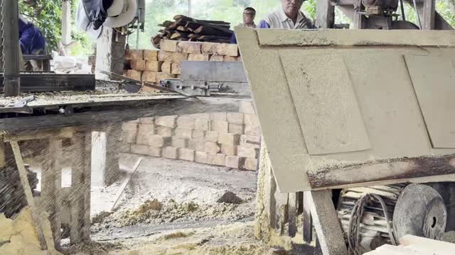 Saw Blade Spraying Sawdust