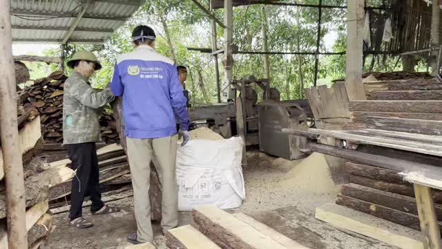 Bagging Sawdust At Sawmill