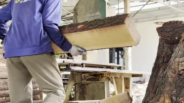 Carrying Freshly Cut Beam